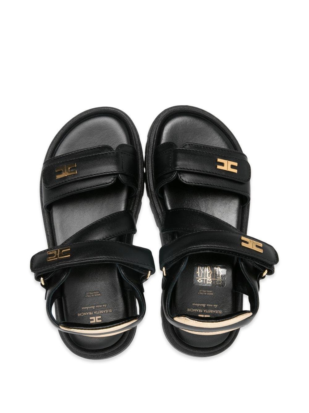 Sandali per bambina Elisabetta Franchi La Mia Bambina nera con placca logo dorata - Rubino Kids