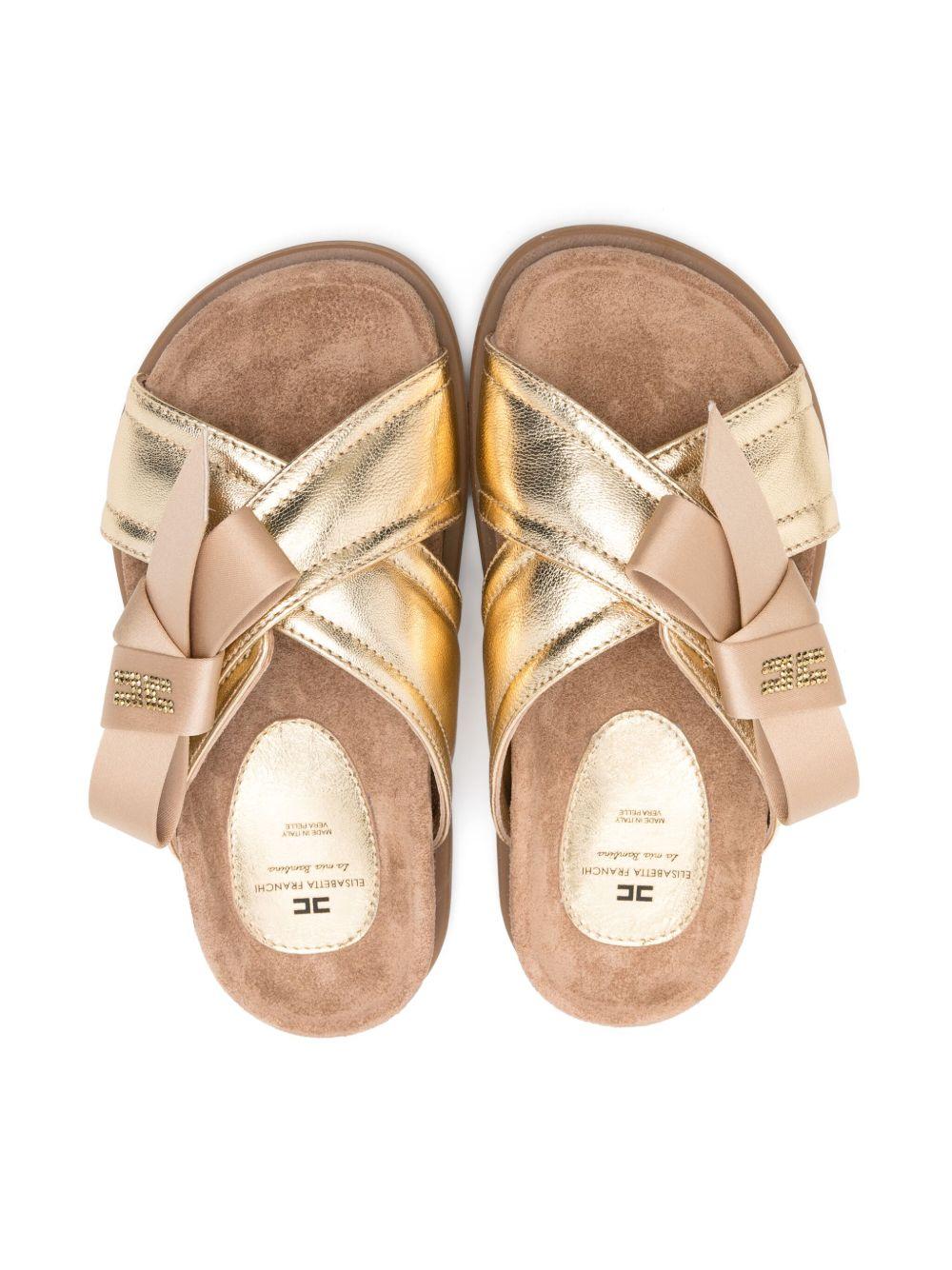 Sandali per bambina Elisabetta Franchi La Mia Bambina oro con fiocco - Rubino Kids