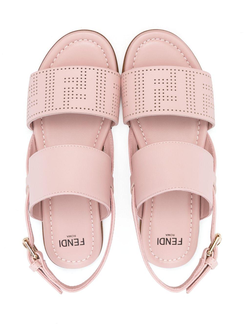 Sandali per bambina Fendi Kids rosa con logo - Rubino Kids
