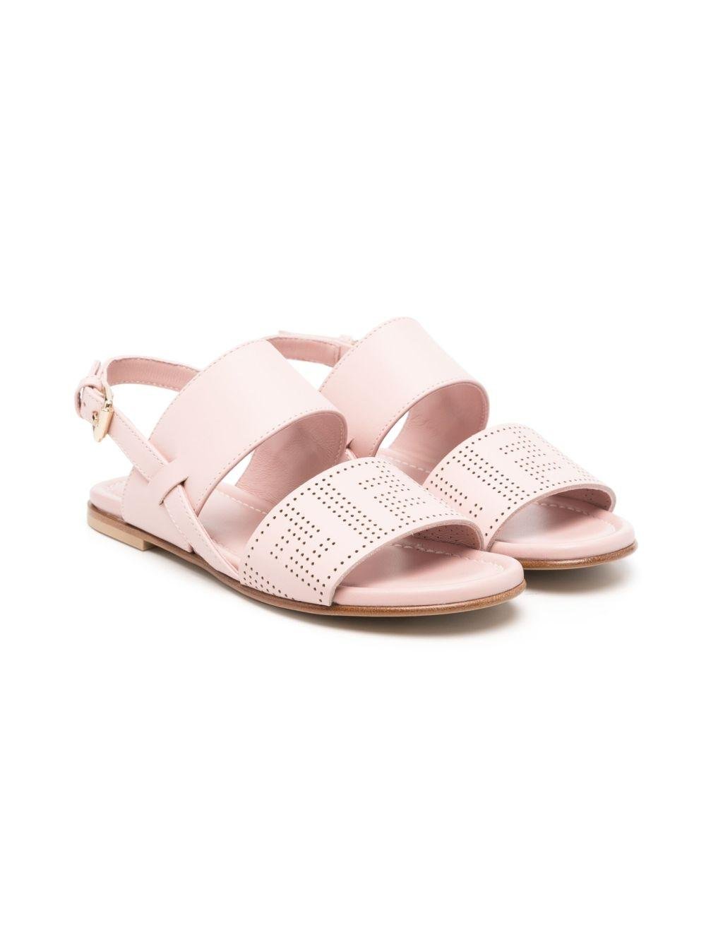 Sandali per bambina Fendi Kids rosa con logo - Rubino Kids