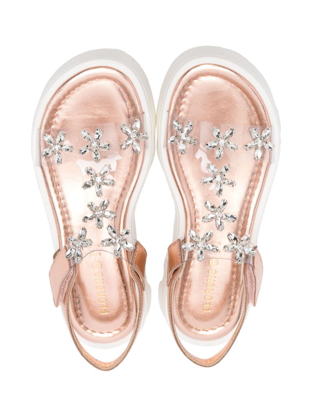 Sandali per bambina Florens rosa decorati con cristalli - Rubino Kids