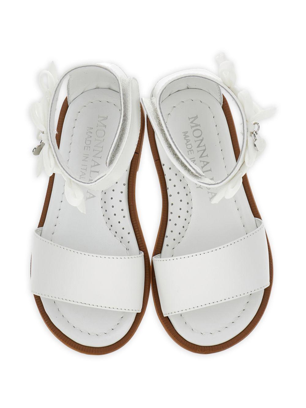 Sandali per bambina Monnalisa bianchi con decorazione fiocchi - Rubino Kids