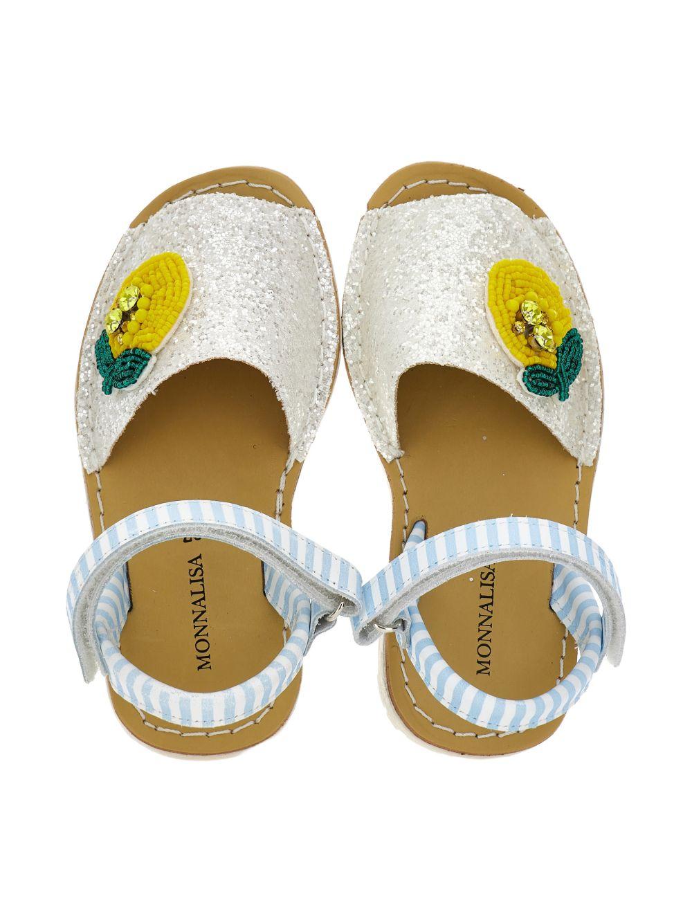 Sandali per bambina Monnalisa bianchi con decorazione limone - Rubino Kids