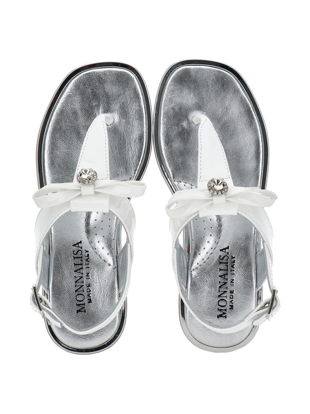 Sandali per bambina Monnalisa bianchi con dettaglio fiocco - Rubino Kids