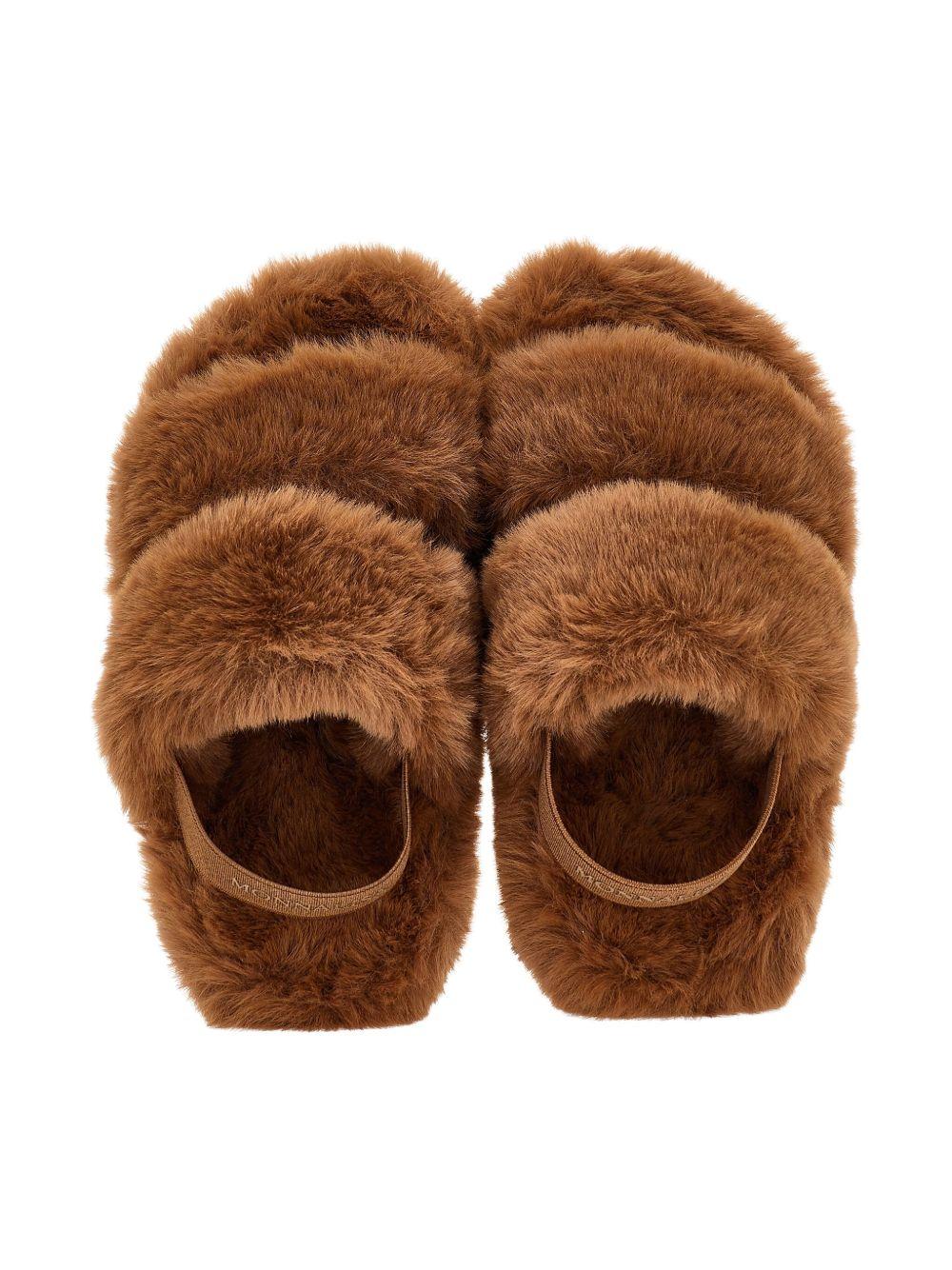 Sandali per bambina Monnalisa marrone in pelliccia sintetica - Rubino Kids