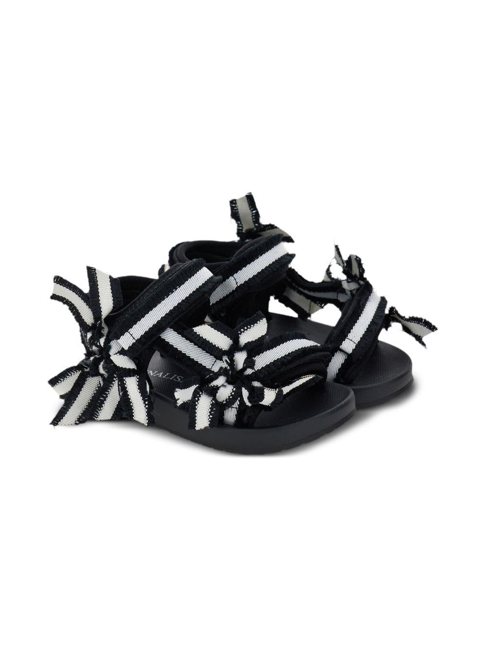 Sandali per bambina Monnalisa nero a righe - Rubino Kids