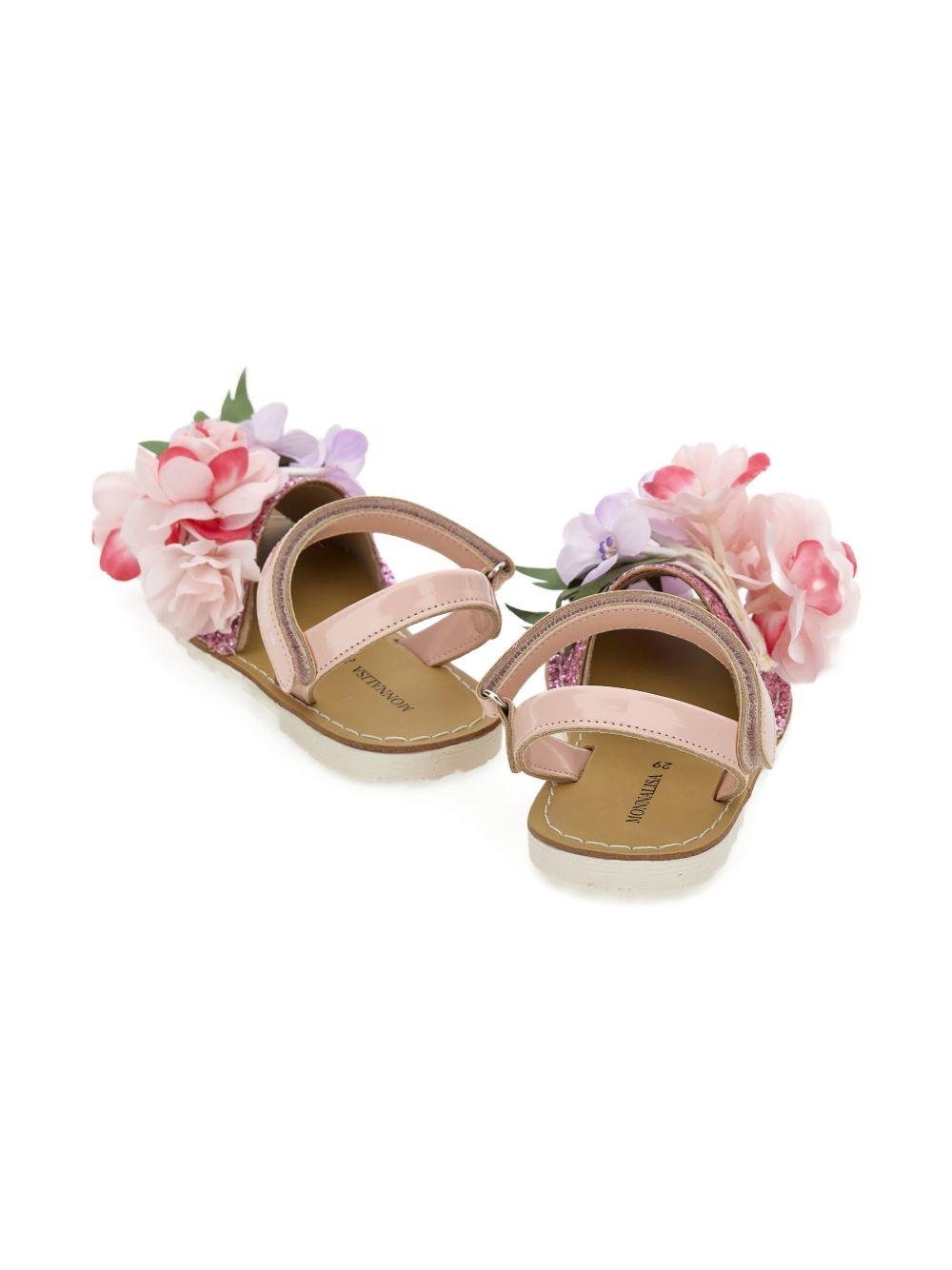Sandali per bambina Monnalisa rosa con applicazione fiori - Rubino Kids