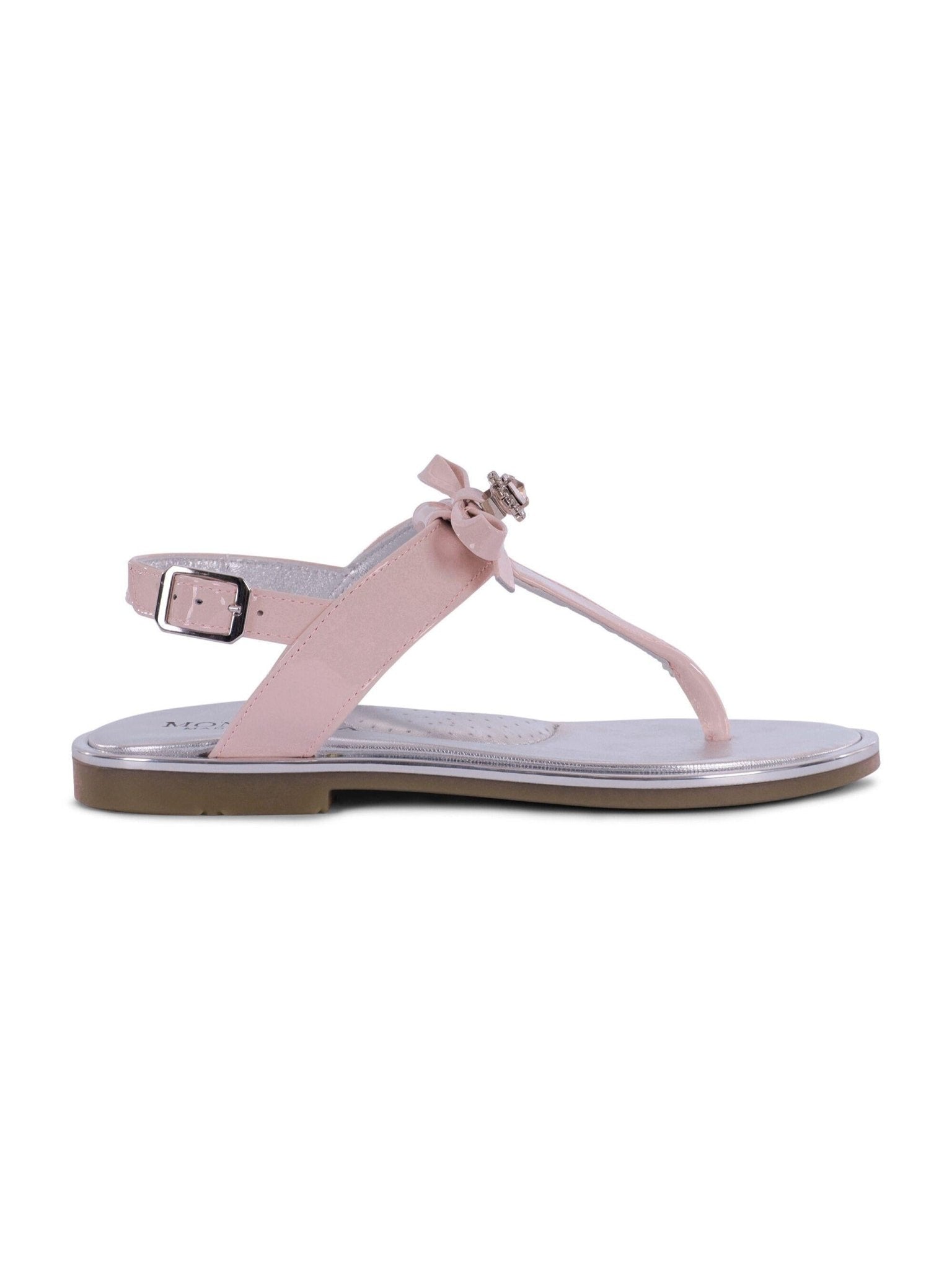 Sandali per bambina Monnalisa rosa con cinturino a T e fiocco - Rubino Kids