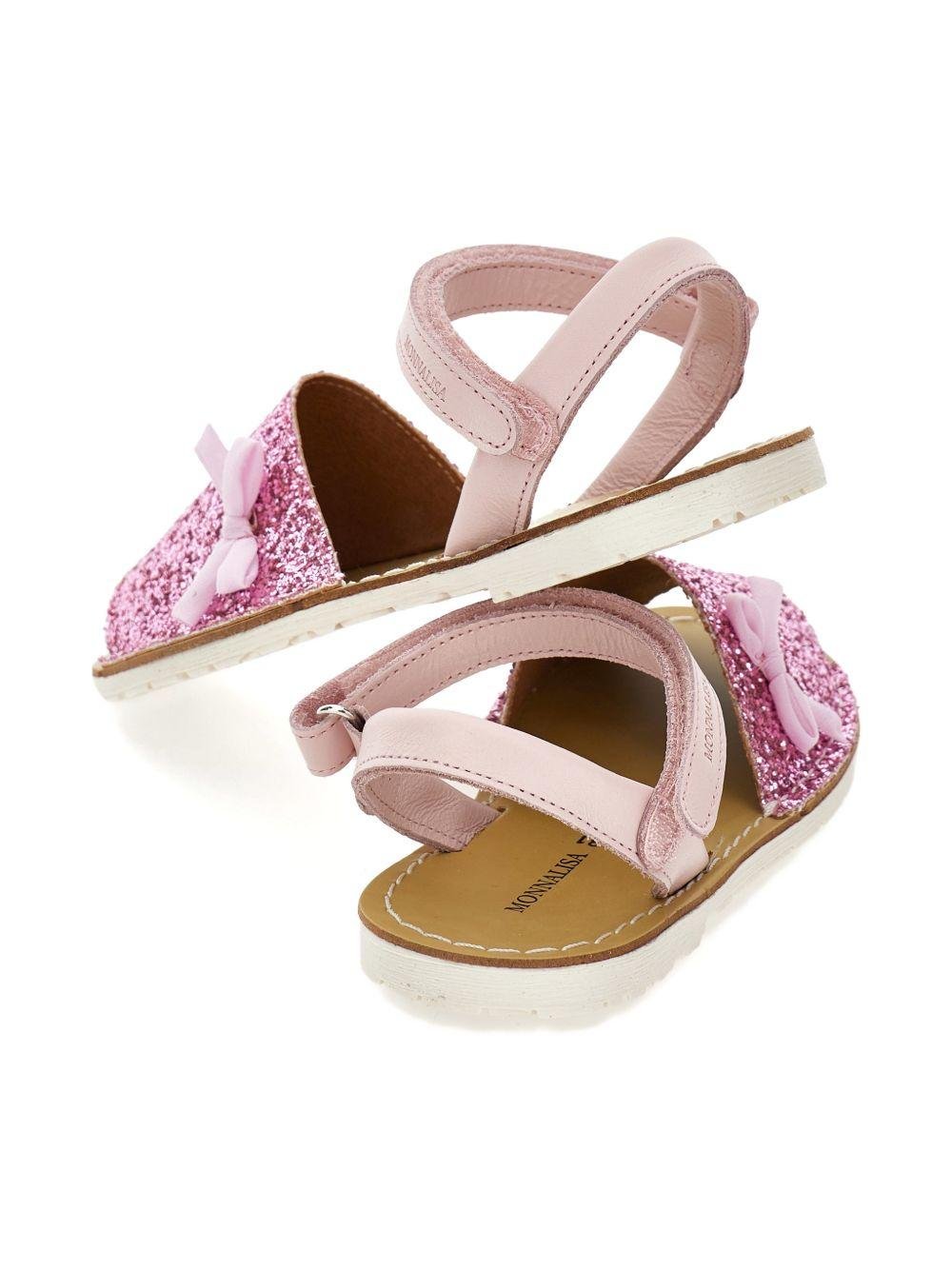 Sandali per bambina Monnalisa rosa con dettagli in paillettes - Rubino Kids