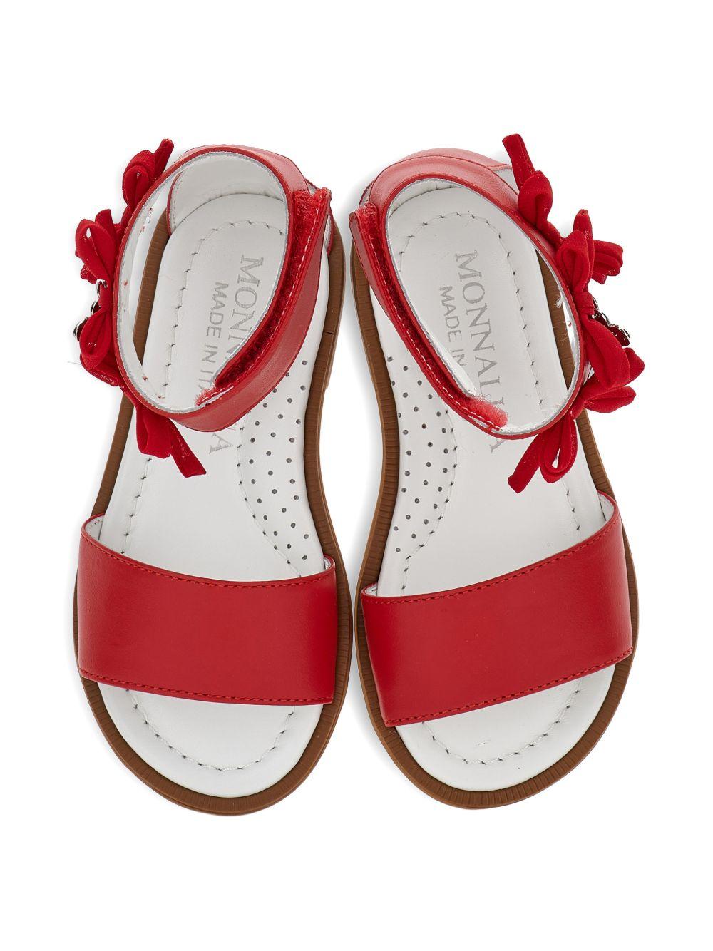 Sandali per bambina Monnalisa rossi con dettagli fiocchi - Rubino Kids