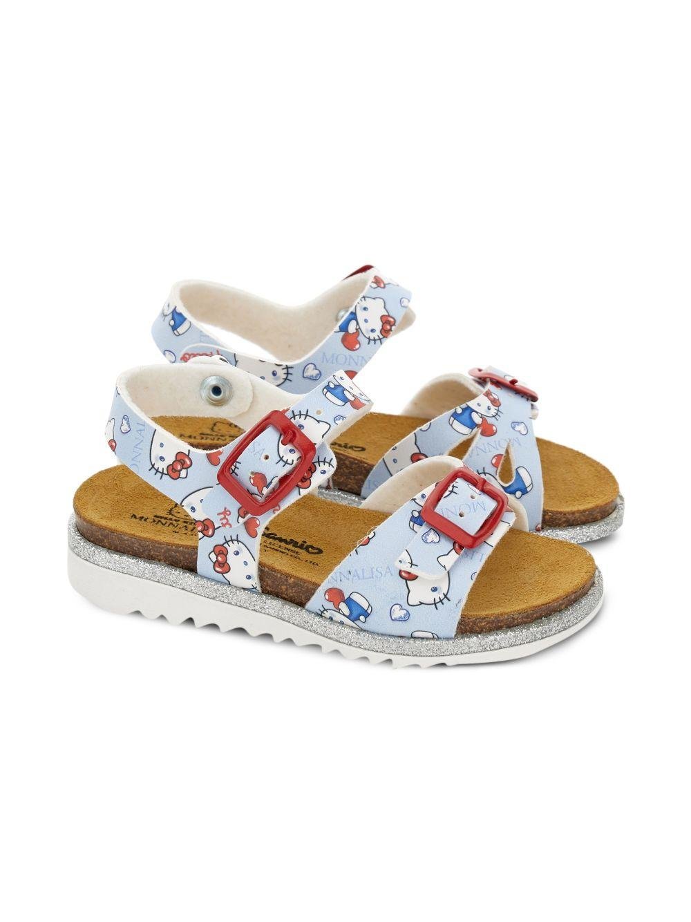 Sandali per bambina Monnalisa x Hello Kitty azzurro con fibbia - Rubino Kids