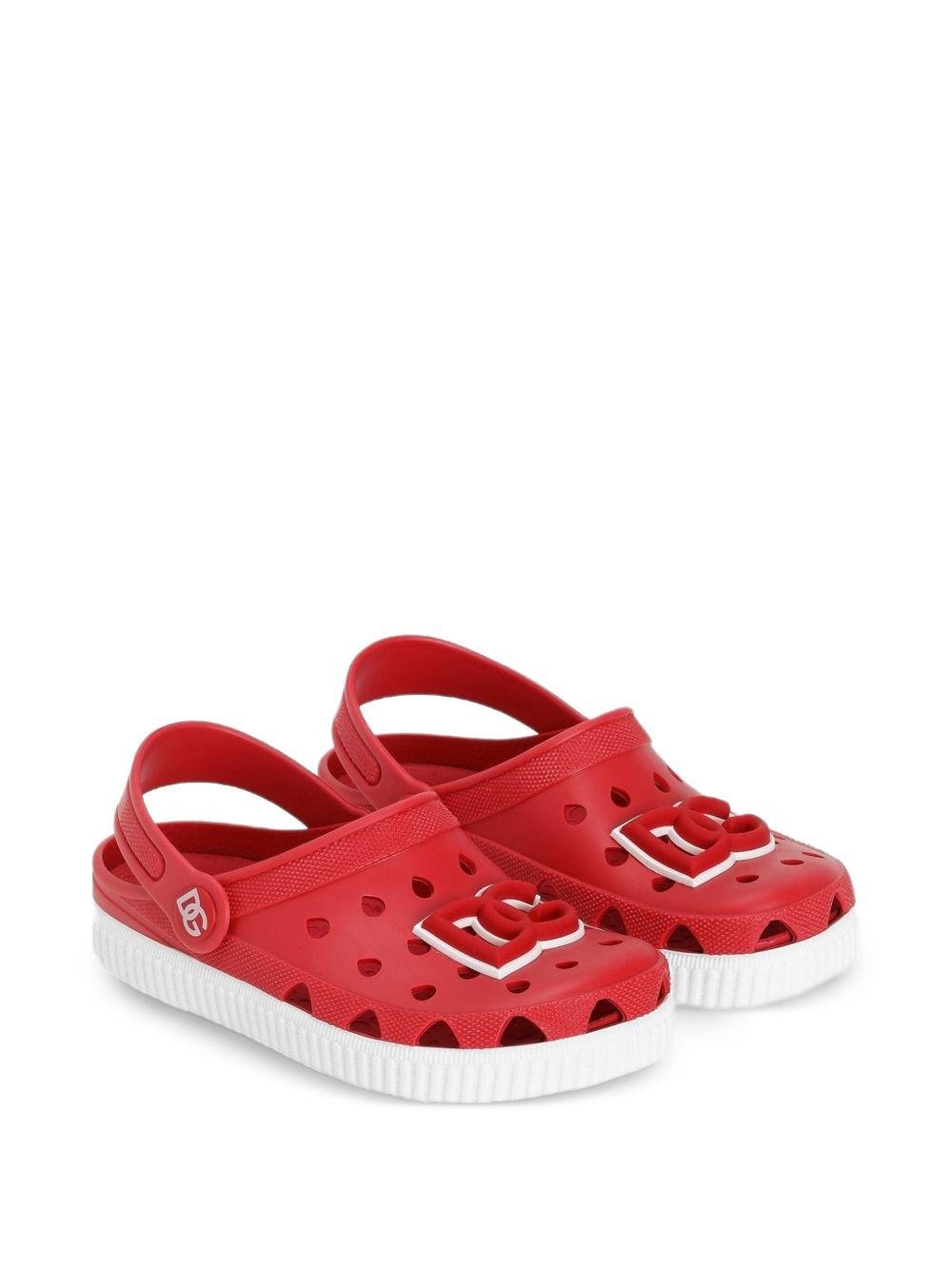 Sandali per bambini Dolce & Gabbana Kids rossi con applicazione logo sul davanti - Rubino Kids
