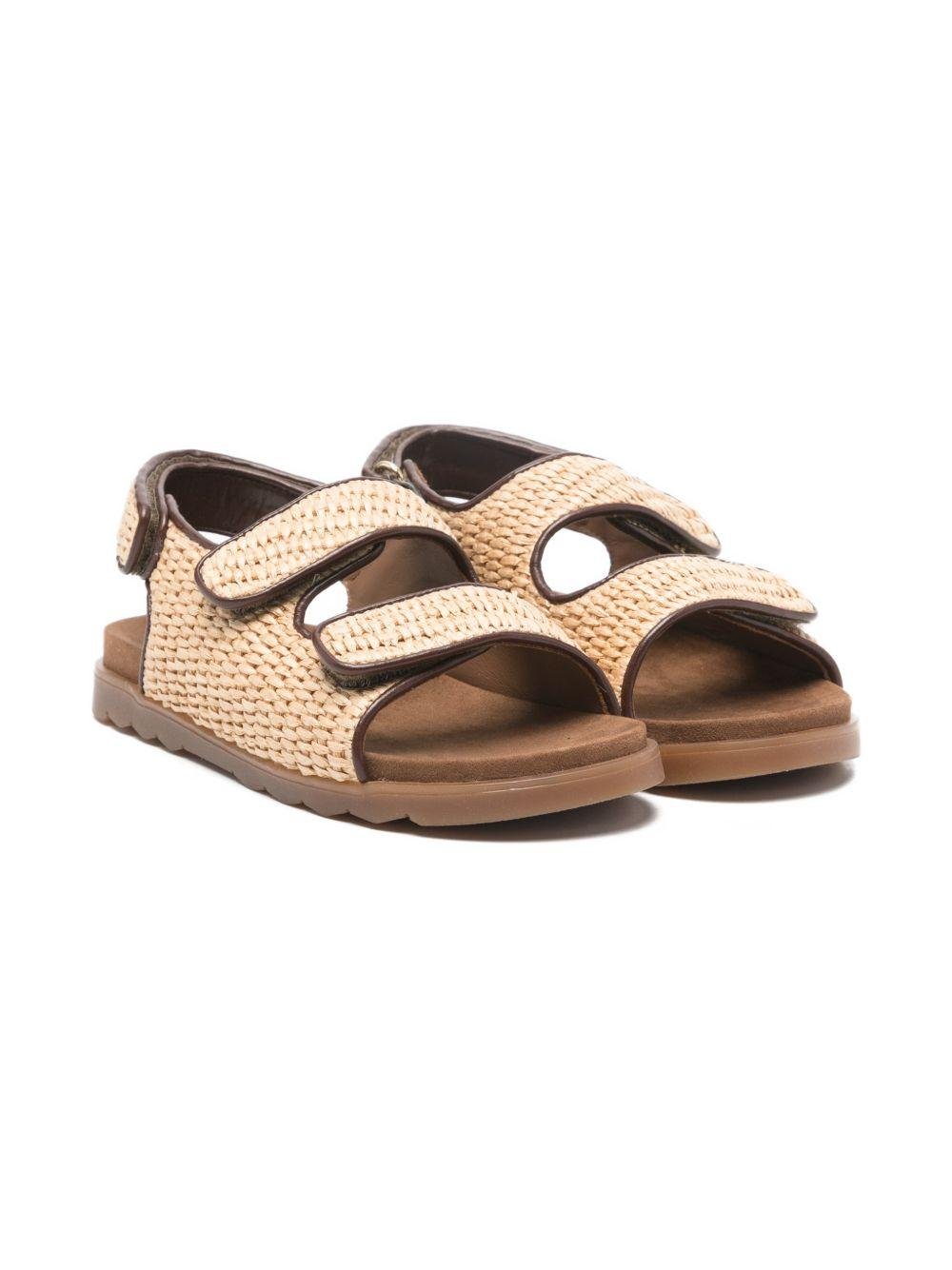 Sandali per bambini Golden Goose Kids beige con cinturino in rafia - Rubino Kids