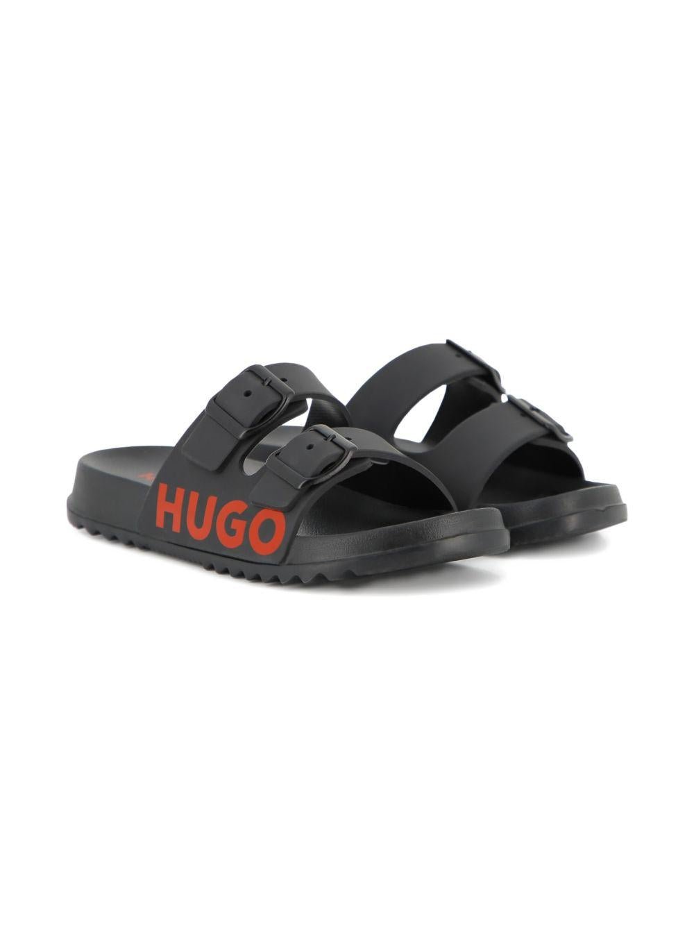 Sandali per bambino Hugo Kids neri con fibbia - Rubino Kids