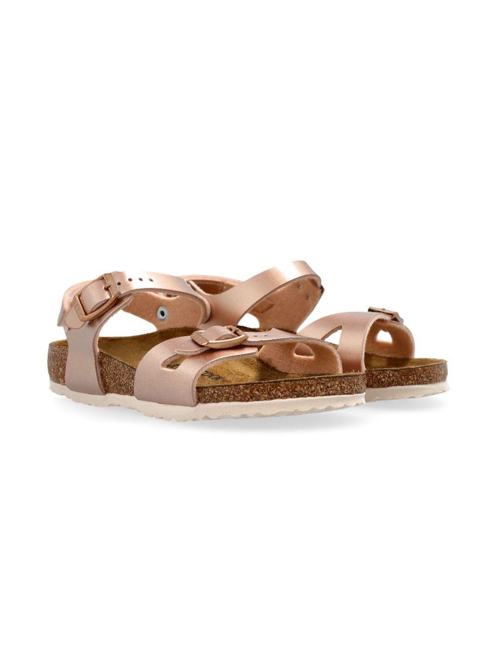 Sandali Rio per bambina Birkenstock Kids rosa con soletta in pelle con logo - Rubino Kids