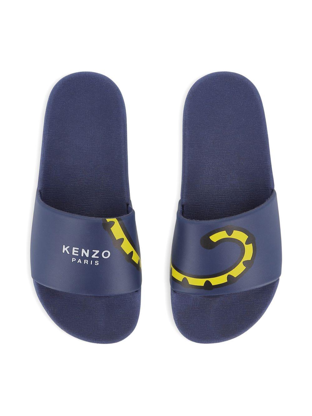 Sandali slides per bambino Kenzo Kids blu con logo - Rubino Kids