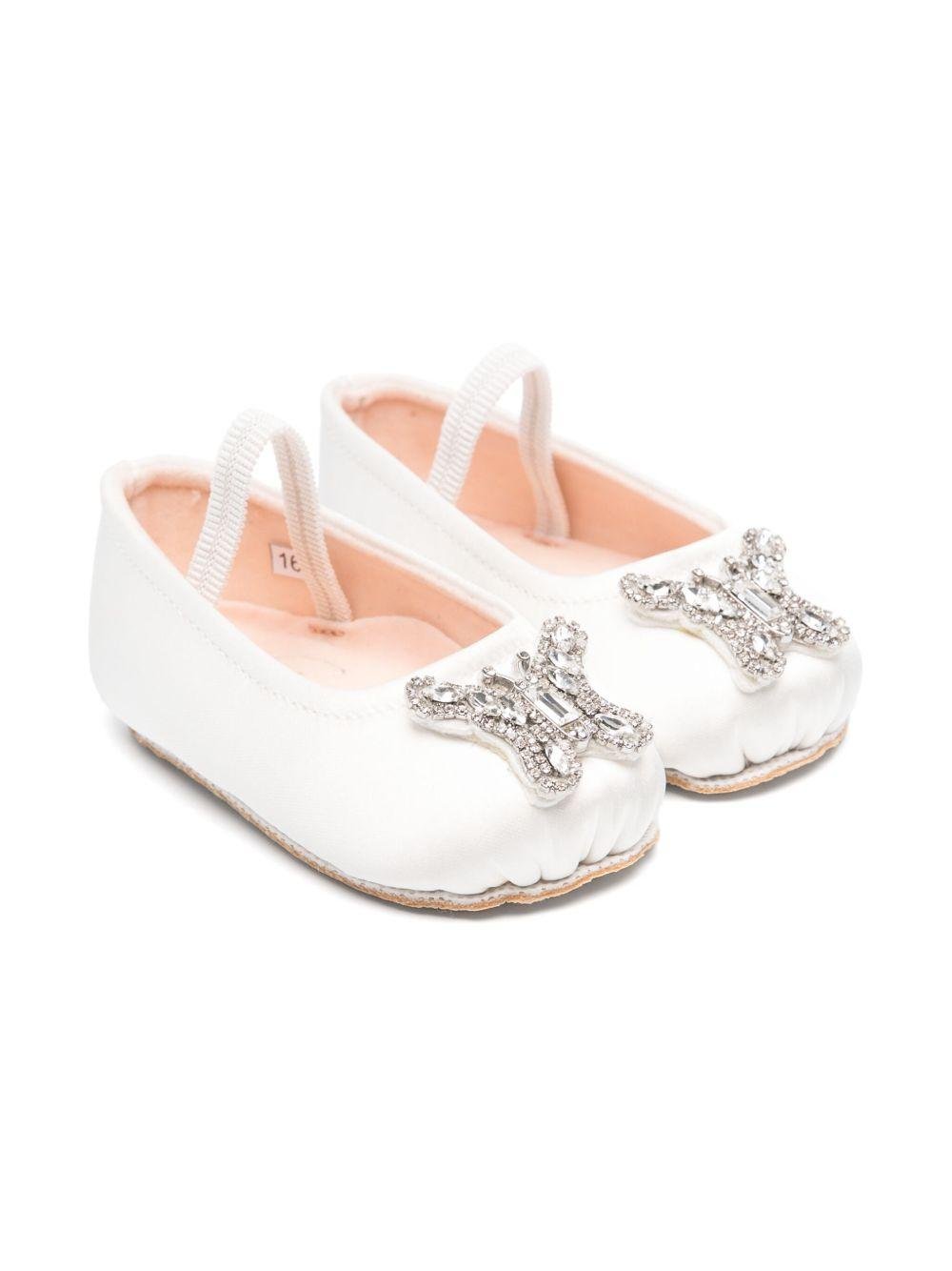 Scarpe primi passi per neonata Aruna Seth Odette bianco con decorazione in cristalli - Rubino Kids