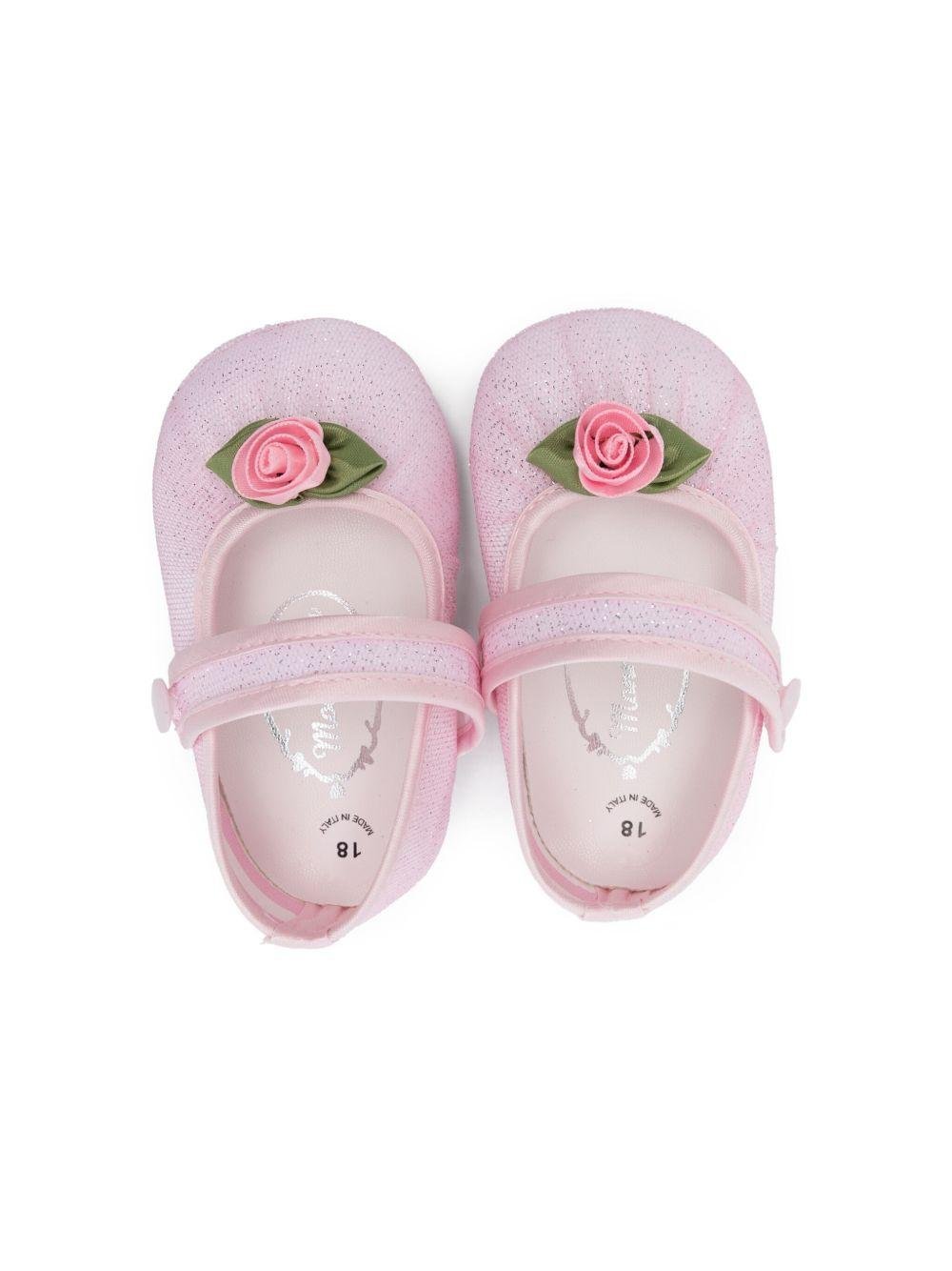 Scarpe primi passi per neonata Monnalisa rosa con fiore - Rubino Kids