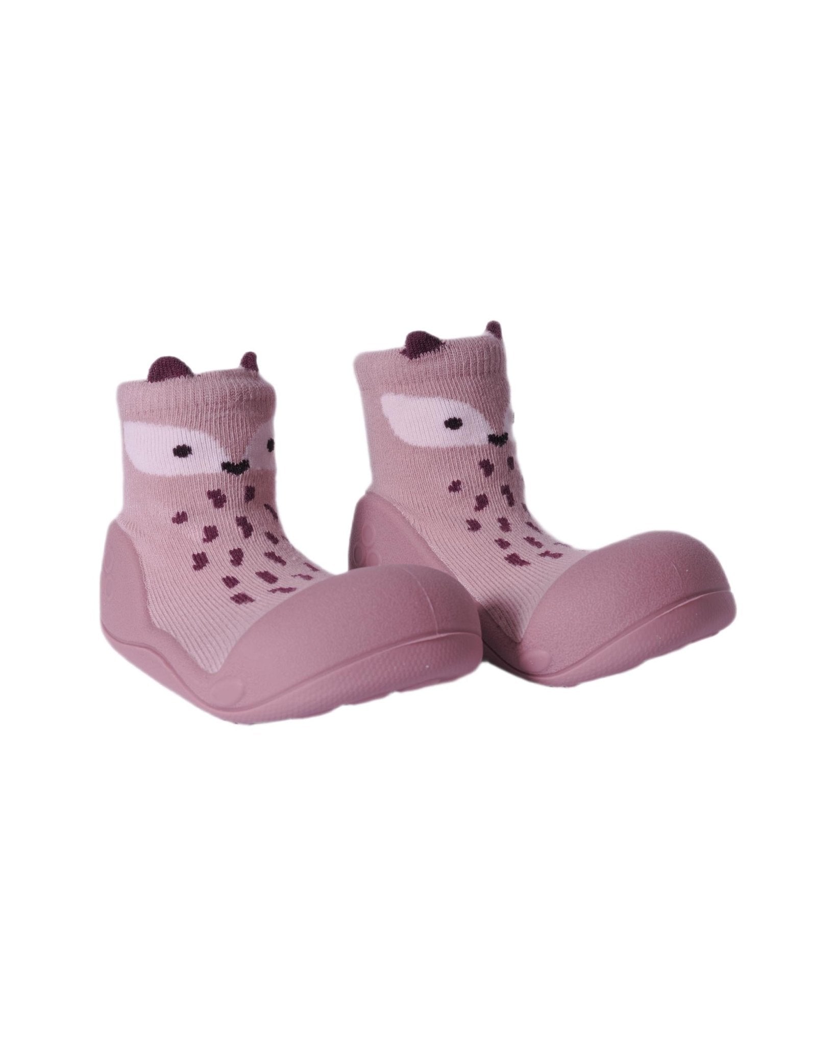 Scarpe primi passi per neonati Attipas rosa con motivo di volpe - Rubino Kids