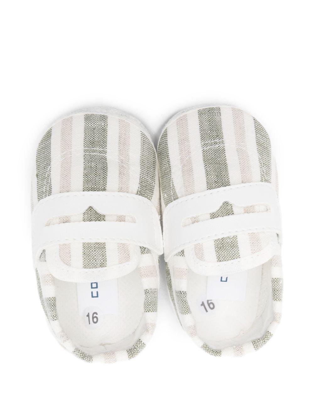 Scarpe primi passi per neonato Colorichiari bianco e verde a righe - Rubino Kids