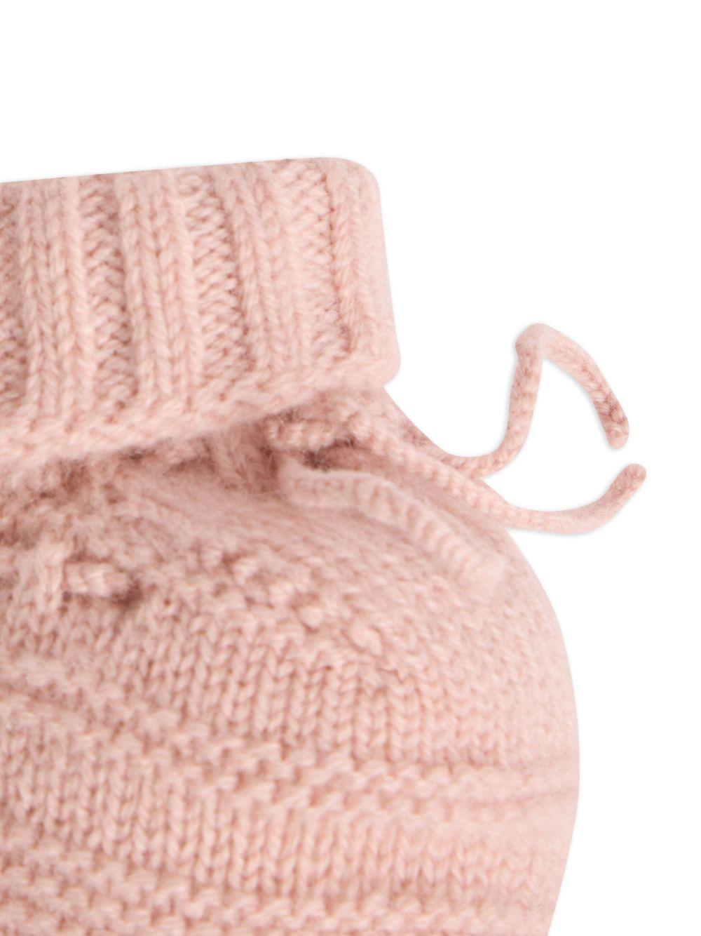 Scarpe primi passi Telse per neonata Bonpoint rosa a maglia intrecciata - Rubino Kids