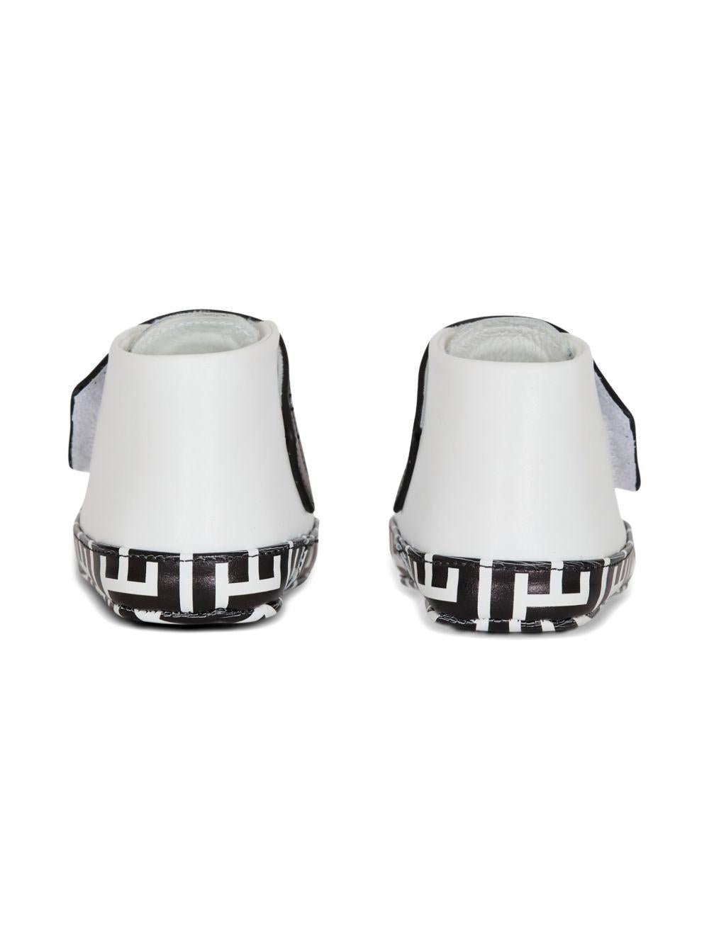 Scarpine primi passi per neonati Balmain Kids bianco e nere con cinturino con logo - Rubino Kids