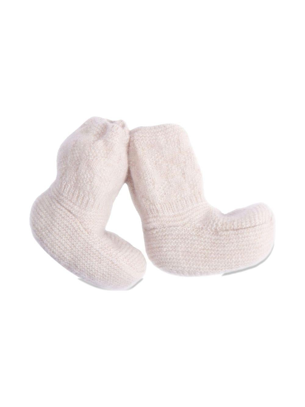 Scarpine primi passi per neonati Paz Rodriguez bianchi con lavorazione a maglia - Rubino Kids