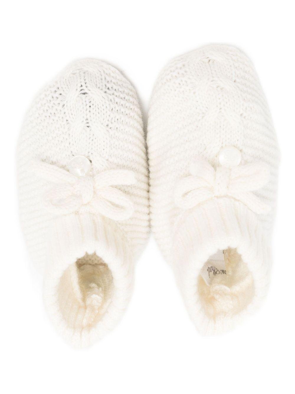 Scarpine primi passi per neonati Tartine Et Chocolat bianche con fiocco - Rubino Kids