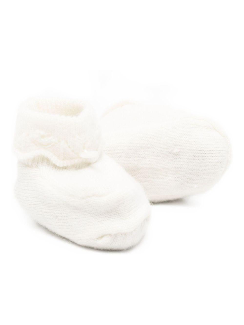 Scarpine primi passi per neonati Tartine Et Chocolat bianche con orli con ruches - Rubino Kids