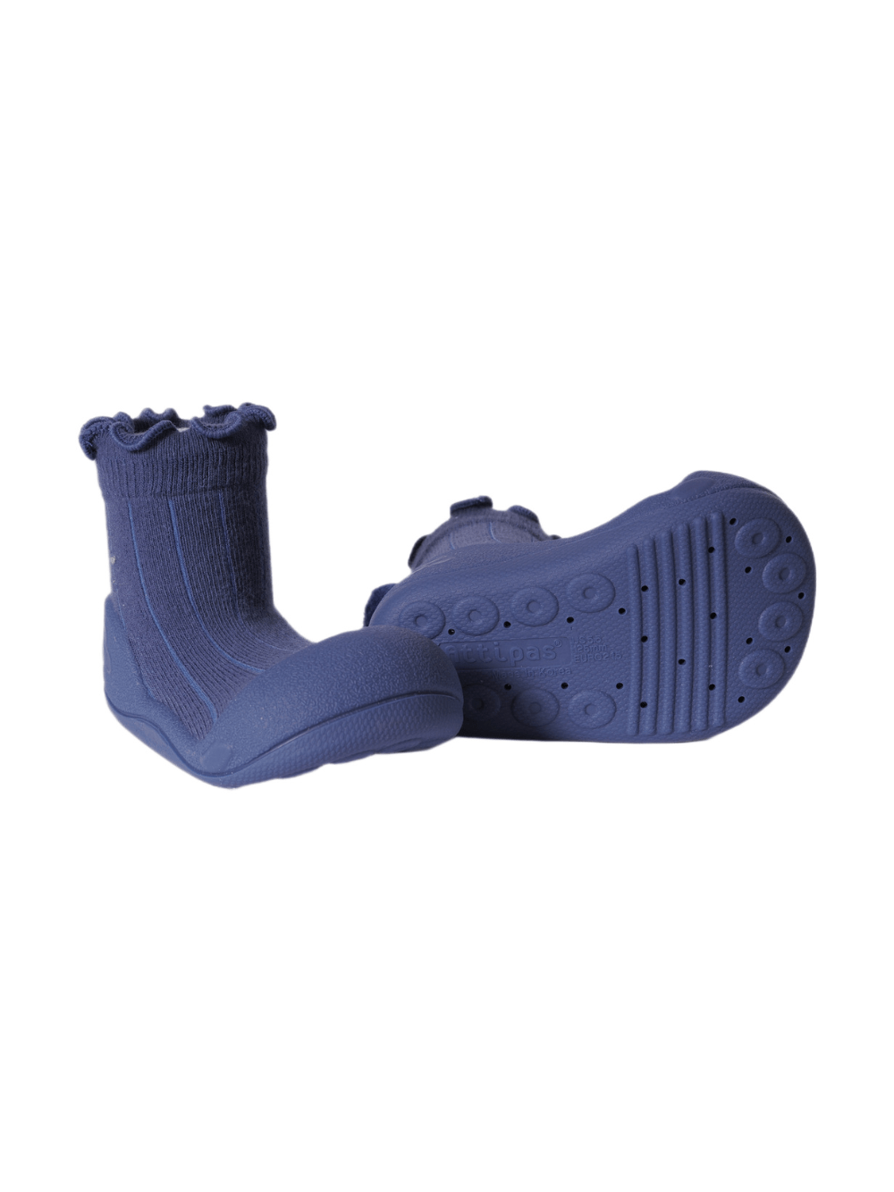 Scarpine primi passi Pom - Pom per neonati Attipas blu con tessuto a coste - Rubino Kids