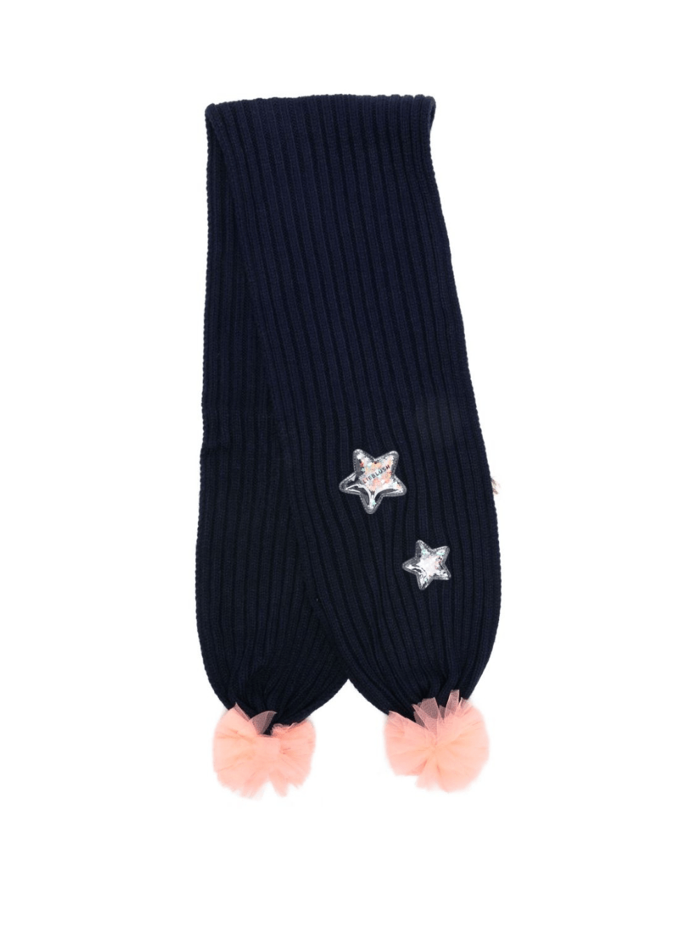 Sciarpa a coste per bambina Billieblush blu decorata con stelle con logo - Rubino Kids