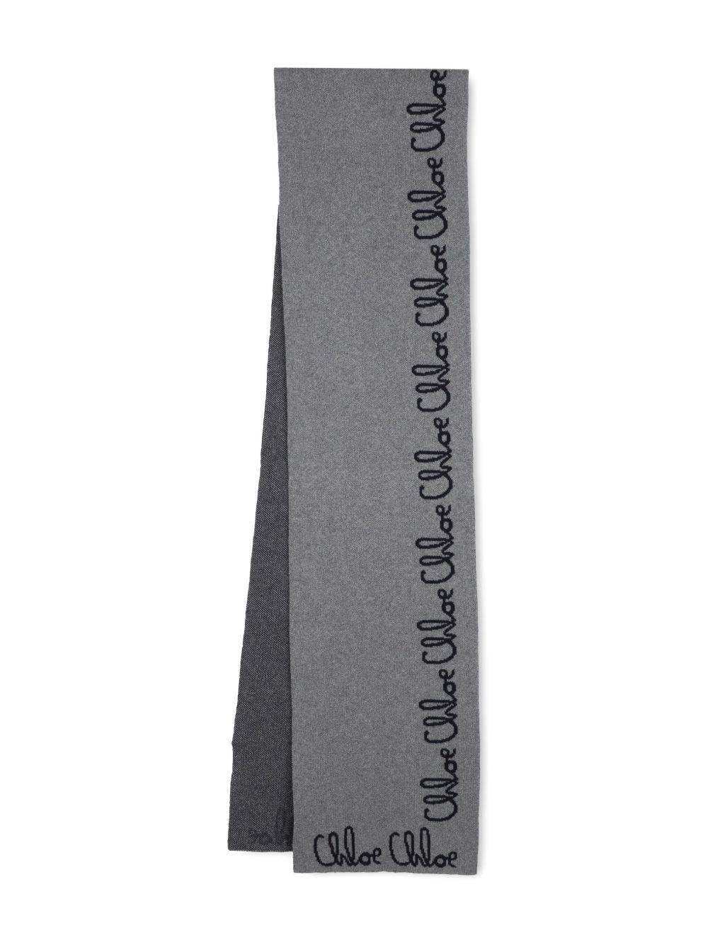 Sciarpa per bambina Chloé Kids grigia con stampa logo - Rubino Kids