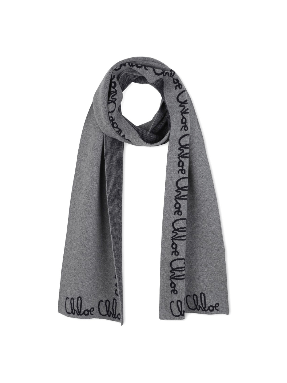 Sciarpa per bambina Chloé Kids grigia con stampa logo - Rubino Kids