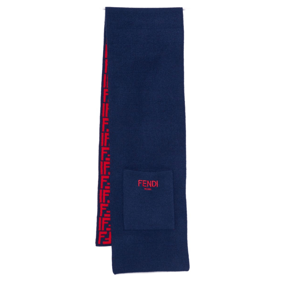 Sciarpa per bambini Fendi Kids blu con logo FF - Rubino Kids