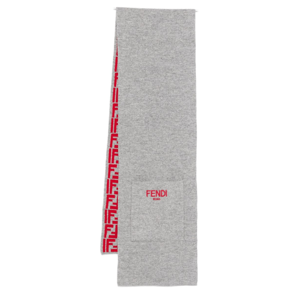 Sciarpa per bambini Fendi Kids grigia con logo FF - Rubino Kids