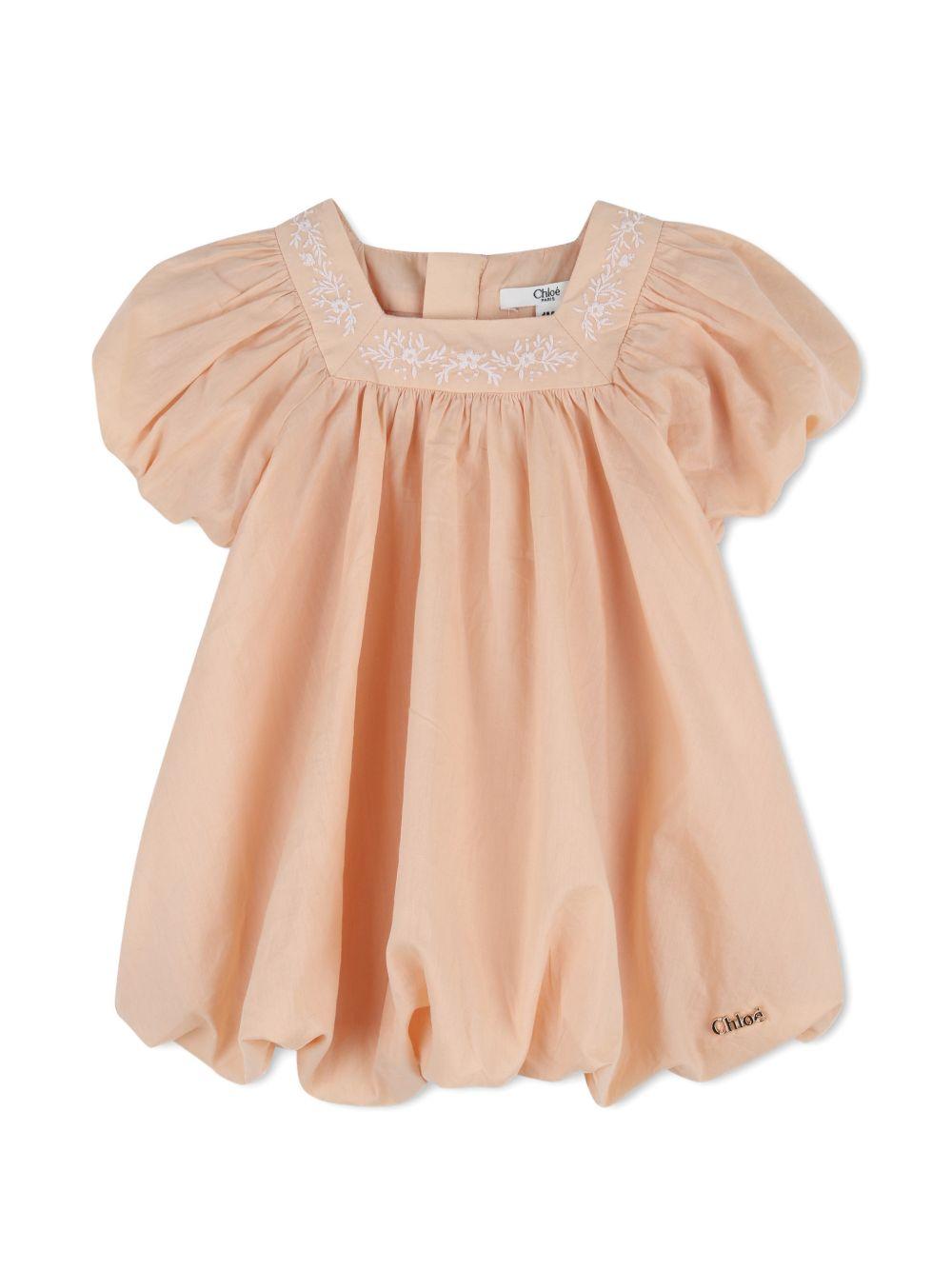 Set abito e cappellino per neonata Chloé Kids rosa con ricamo floreale - Rubino Kids