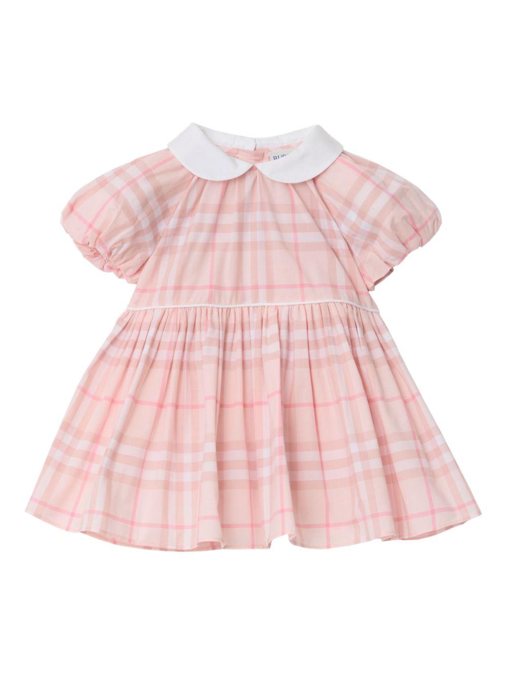 Set abito e culotte per neonata Burberry Kids rosa con motivo a quadri - Rubino Kids