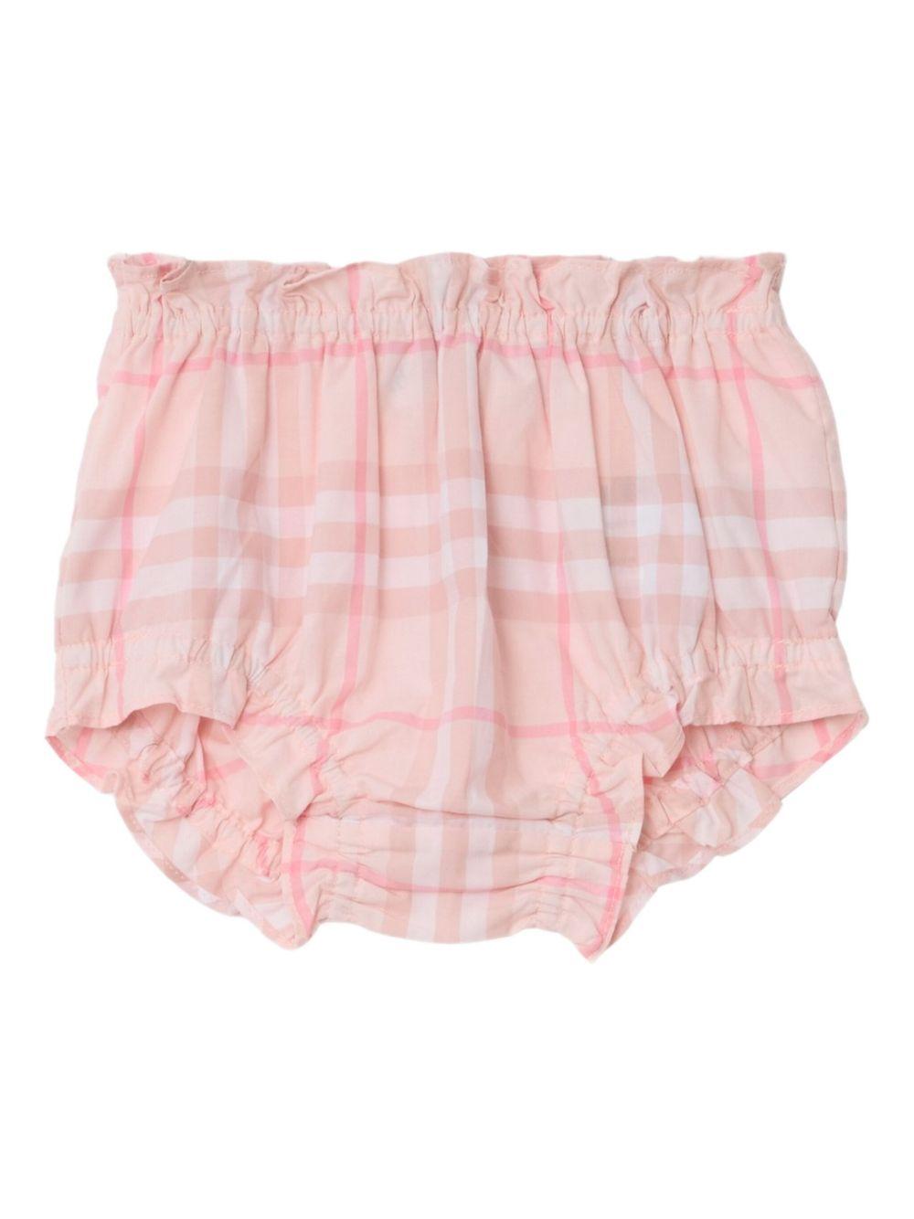 Set abito e culotte per neonata Burberry Kids rosa con motivo a quadri - Rubino Kids