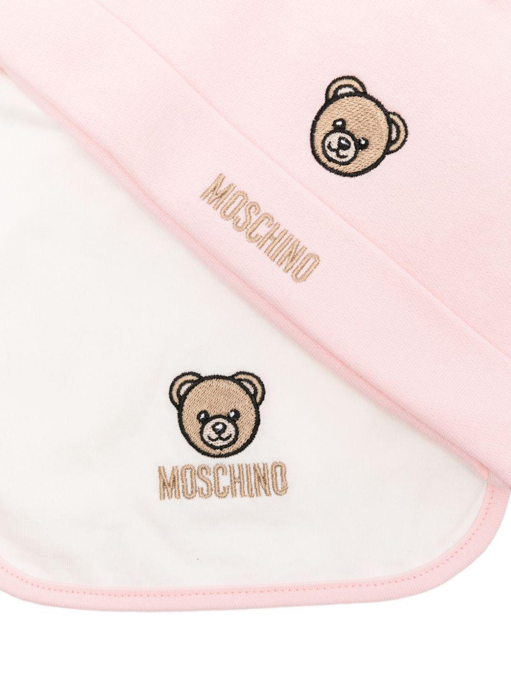 Set berretto e bavaglino per neonata Moschino Kids rosa con motivo Teddy Bear - Rubino Kids