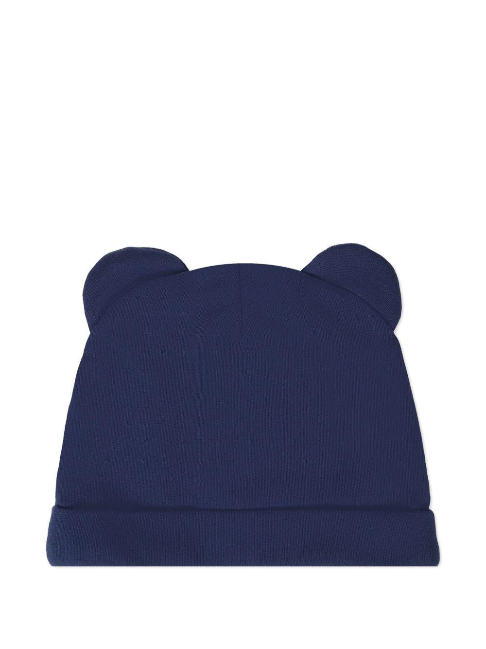 Set berretto e bavaglino per neonato Moschino Kids blu con motivo Teddy Bear - Rubino Kids