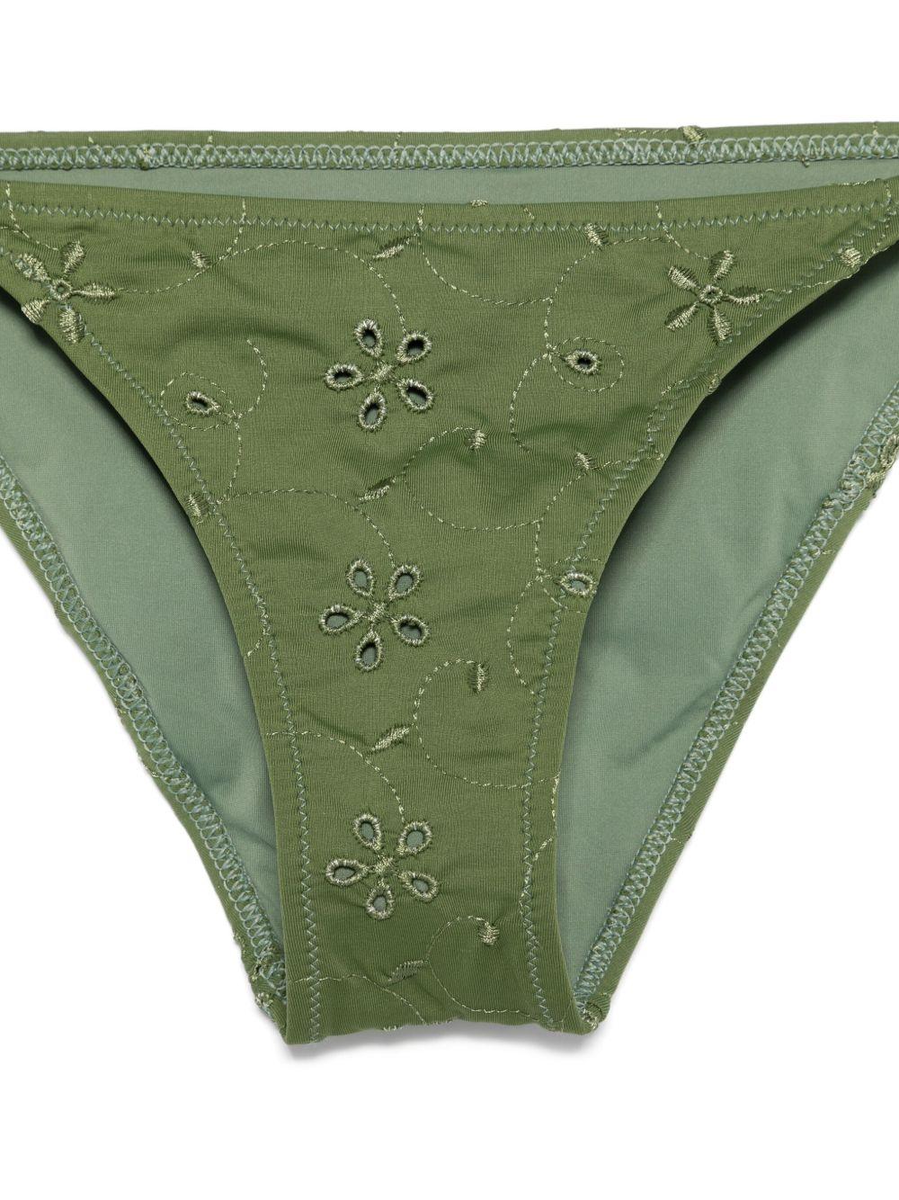 Set bikini Aryanna per bambina MC2 Saint Barth Kids verde con chiusura con nodi - Rubino Kids