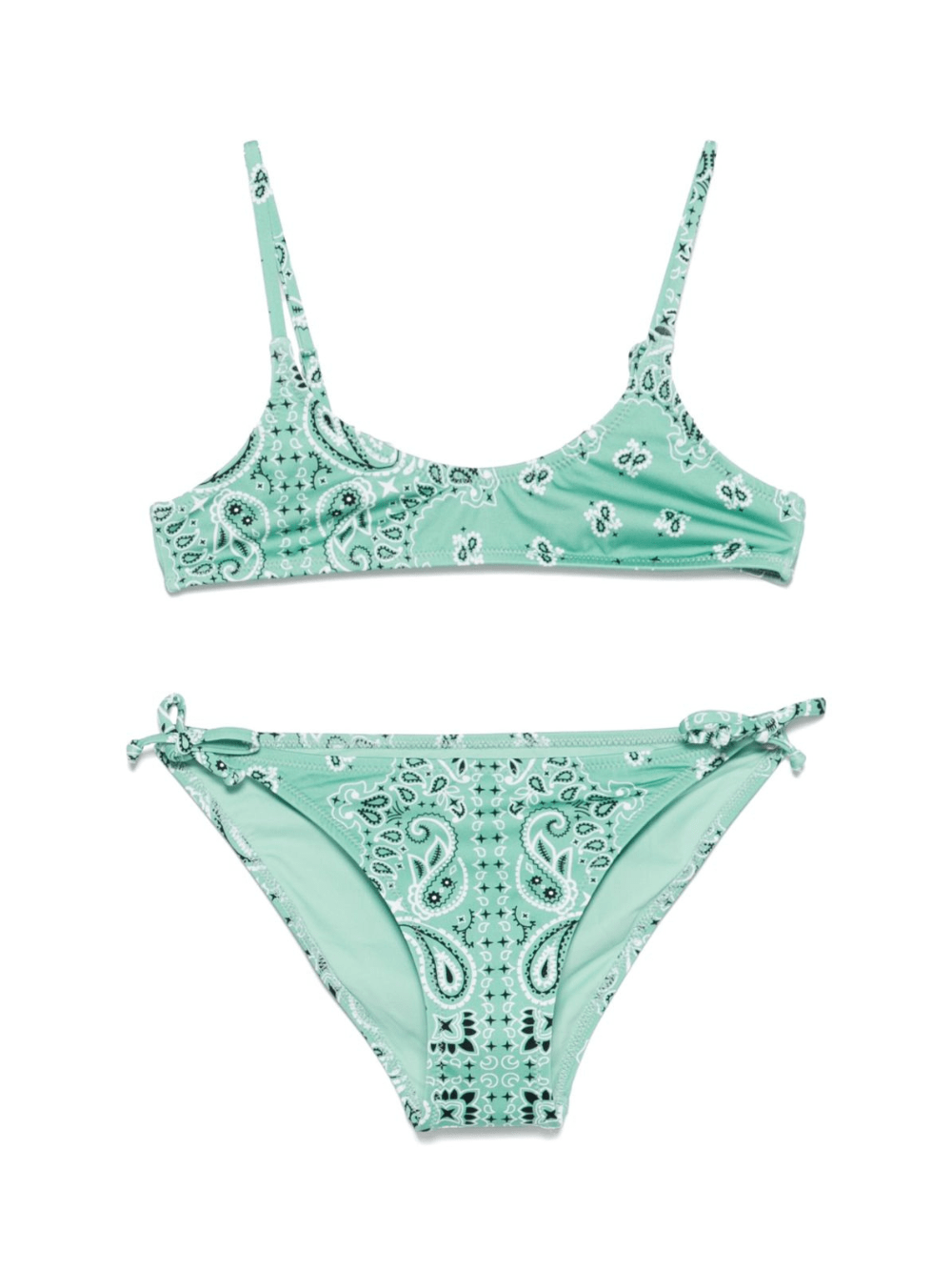 Set bikini per bambina MC2 Saint Barth Kids Paloma Jr verde con stampa paisley - Rubino Kids
