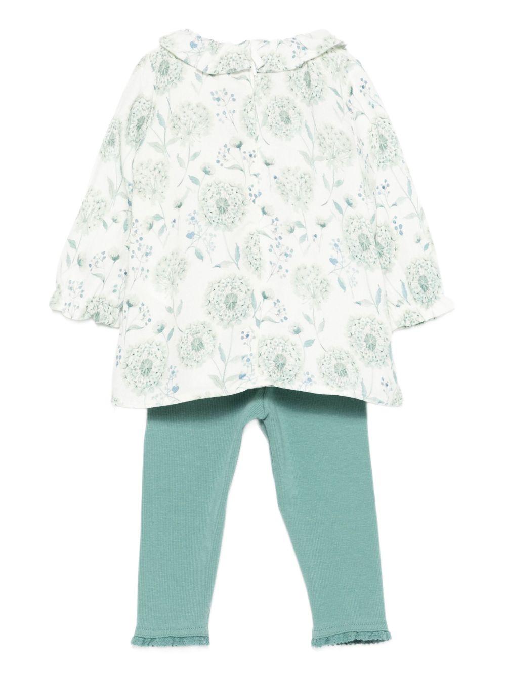 Set blusa e pantaloni per neonata Tartine Et Chocolate verde con stampa floreale - Rubino Kids