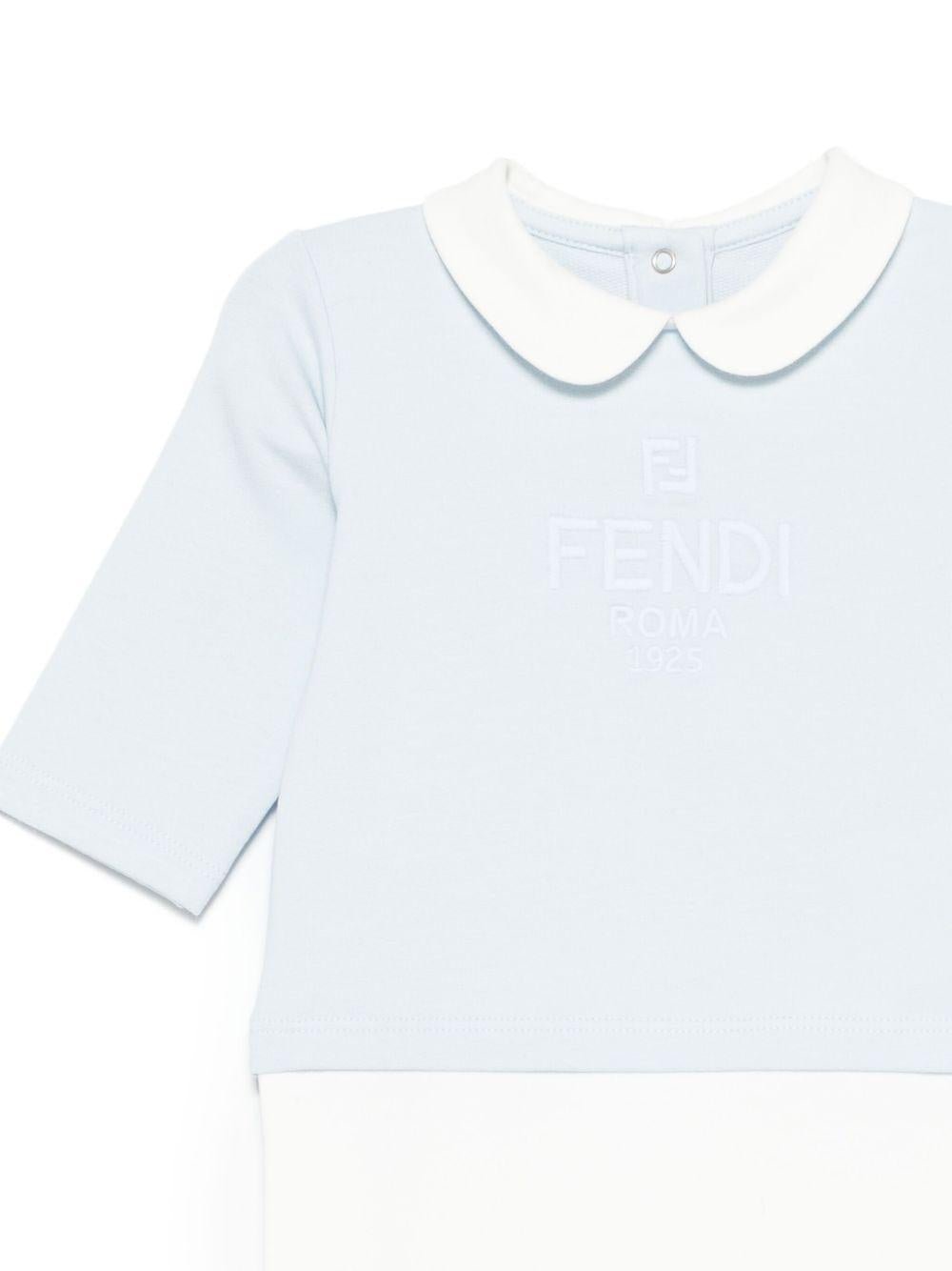 Set body cappello e bavaglino per neonato Fendi Kids azzurro con colletto alla Peter Pan - Rubino Kids