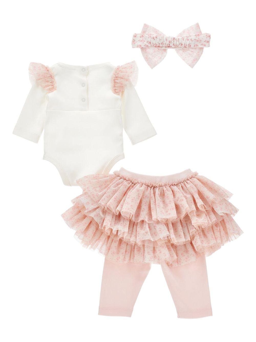 Set body e pantaloni per neonata Monnalisa rosa con fiocco - Rubino Kids