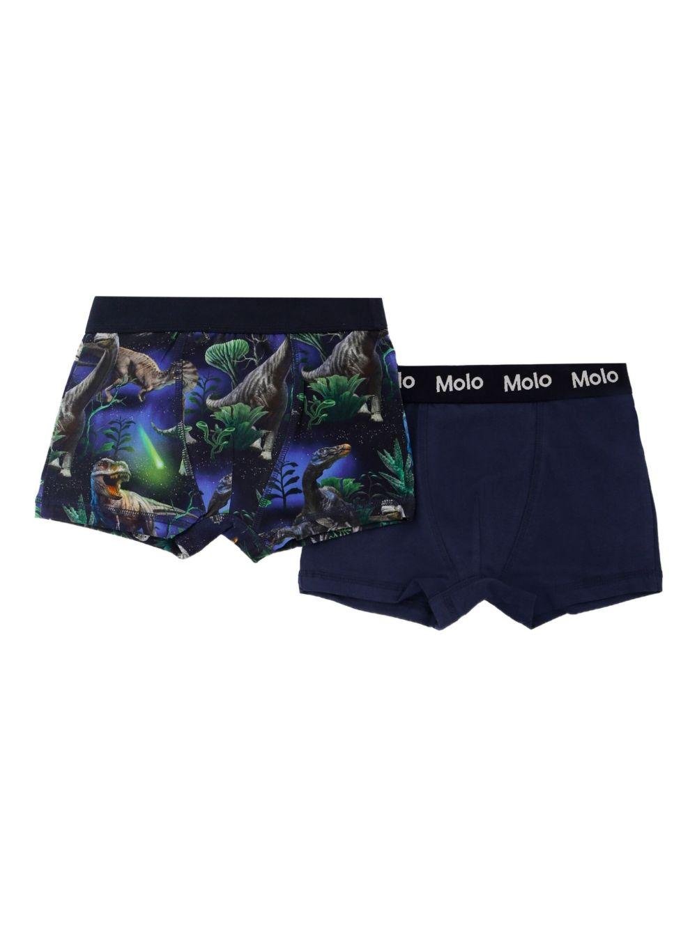 Set Boxer per bambino Molo blu con stampa dinosauro e vita elasticizzata - Rubino Kids