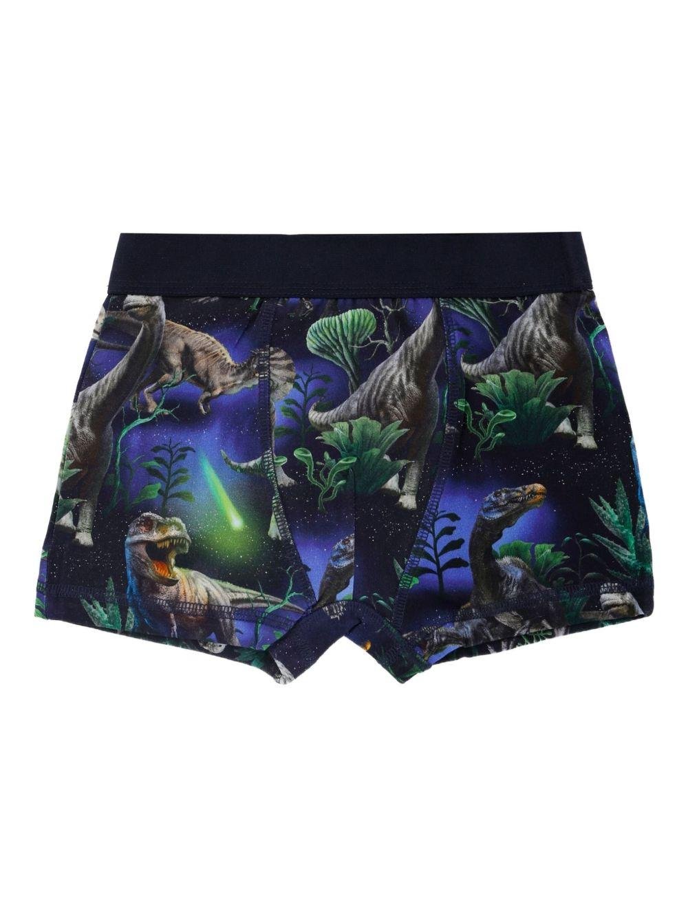 Set Boxer per bambino Molo blu con stampa dinosauro e vita elasticizzata - Rubino Kids