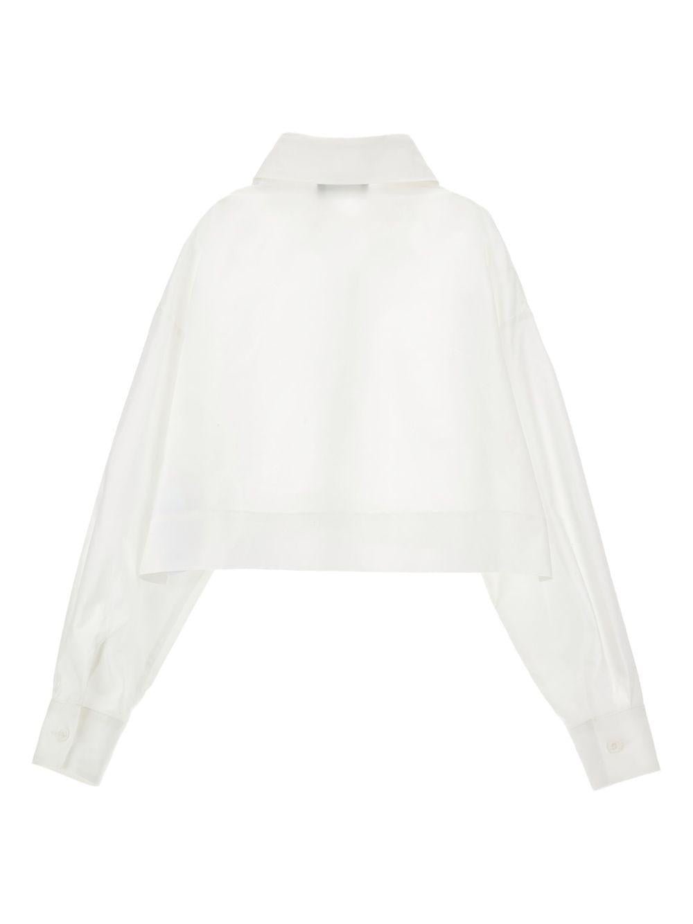 Set camicia crop e top per bambina Monnalisa bianca con colletto classico - Rubino Kids