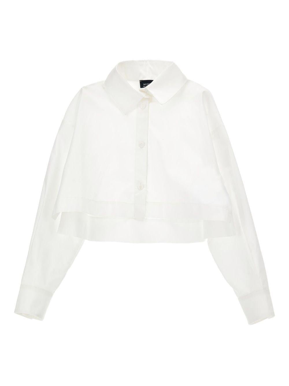 Set camicia crop e top per bambina Monnalisa bianca con colletto classico - Rubino Kids