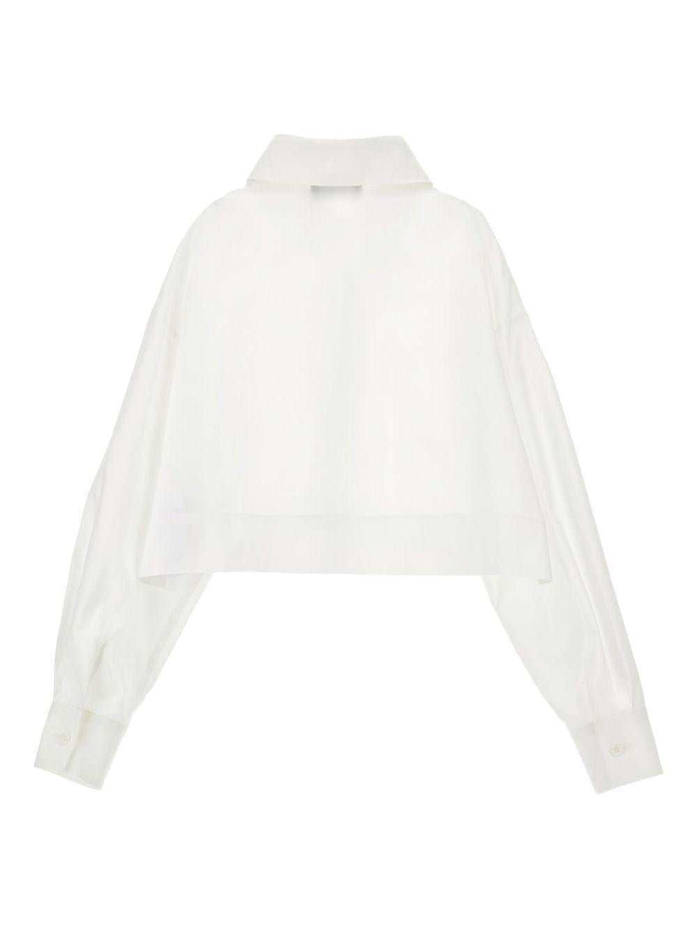 Set camicia crop e top per bambina Monnalisa bianca con colletto classico - Rubino Kids